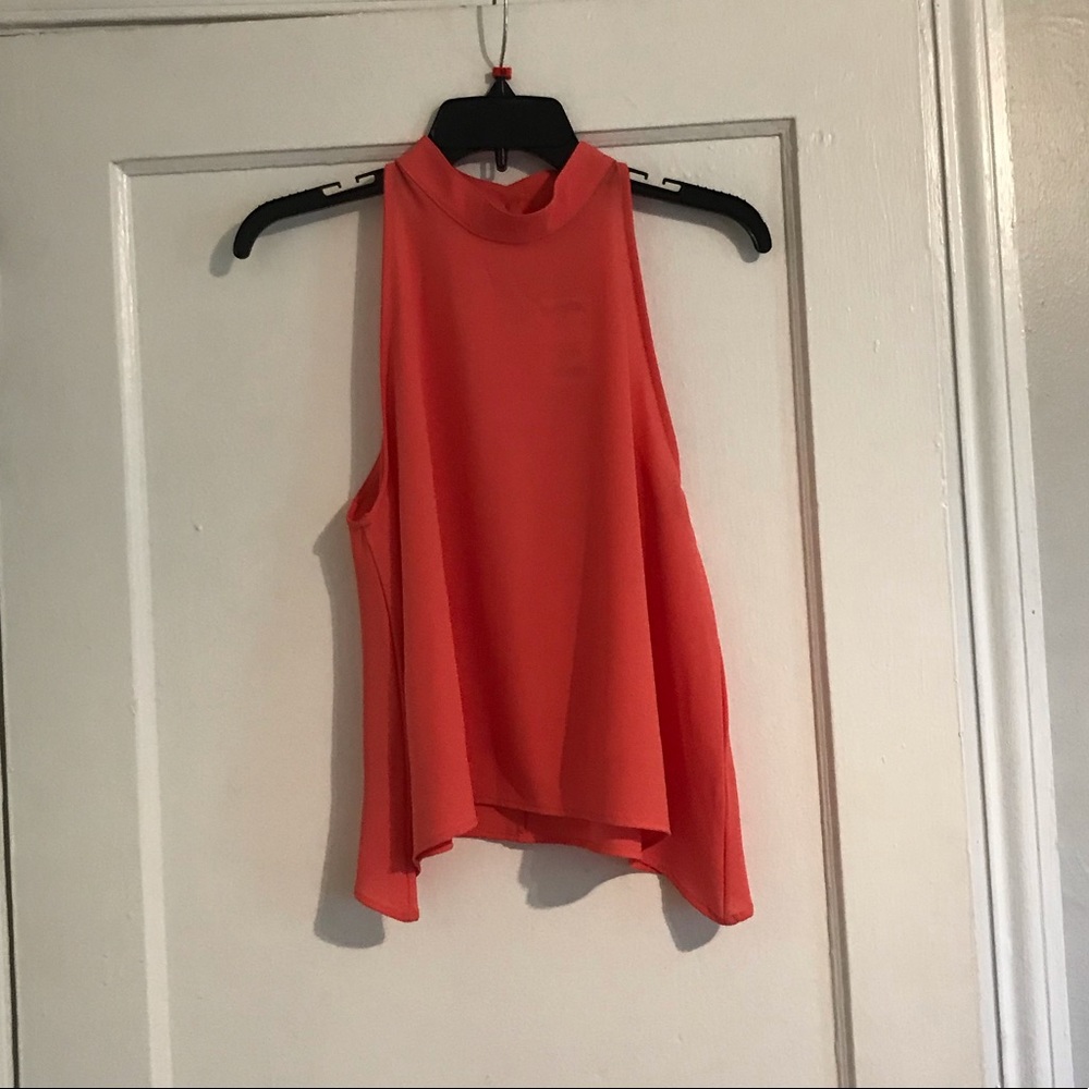 Pink halter button detail top